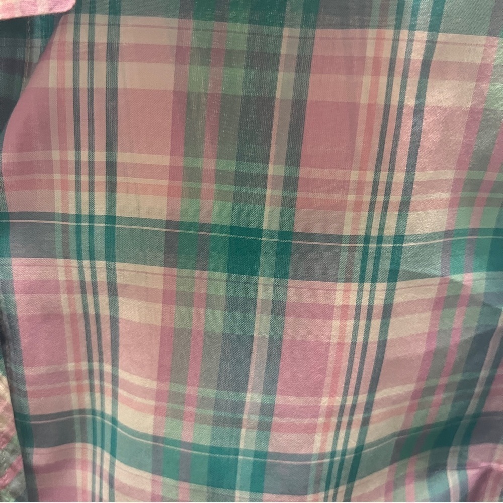 Talbots Purple Teal Plaid Button Up Long Sleeve Shirt Blouse Top Large - Picture 2 of 6